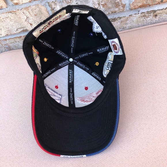 Zephyr Authen Vintage NHL “Original Six” Black Embroidered Hat Cap Size 7 - Picture 9 of 14